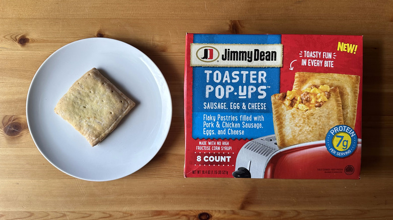 Jimmy Dean Sausage, Egg, and Cheese Toaster Pop-Ups on wooden table