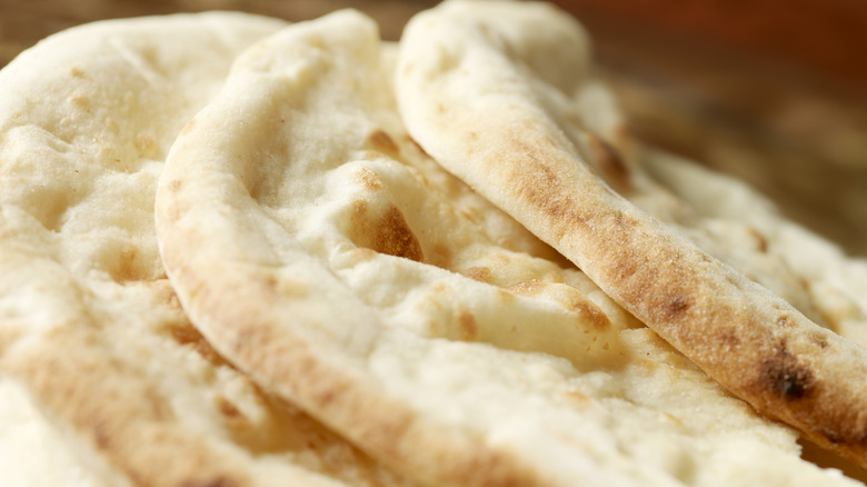Close up of pile of flatbreads