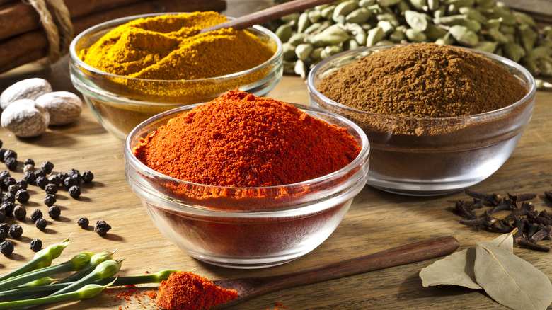 Spices in different bowls