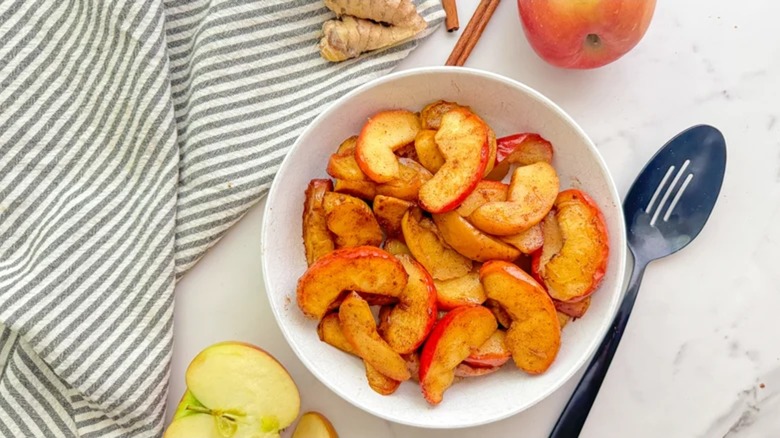 A bowl of baked ginger cinnamon apples