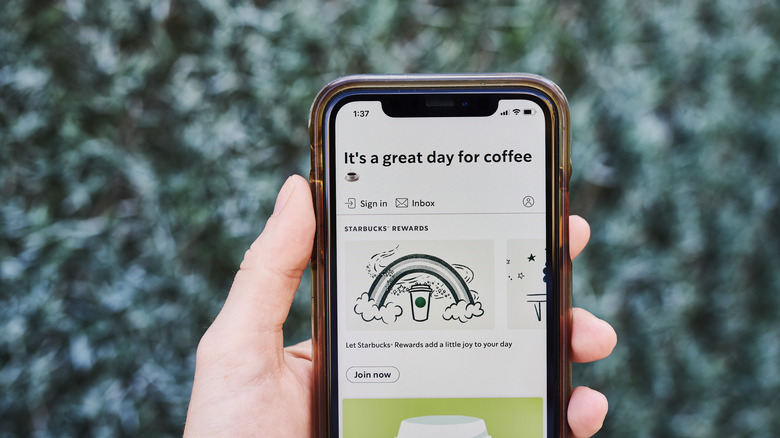 Starbucks app open