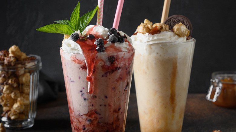 Colorful milkshakes in the kitchen