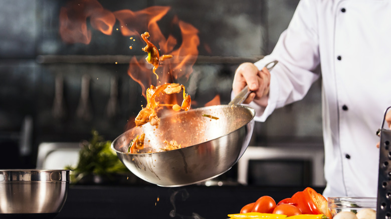 En flambé cooking