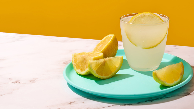 Rum and lemonade in a short glass