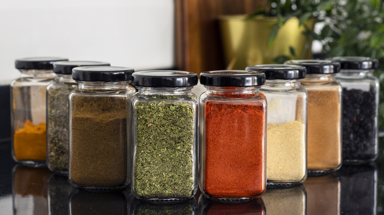 dry spices in jars