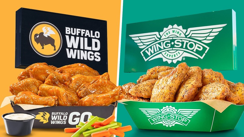 Split image featuring Buffalo Wild Wings' and Wingstop's wings