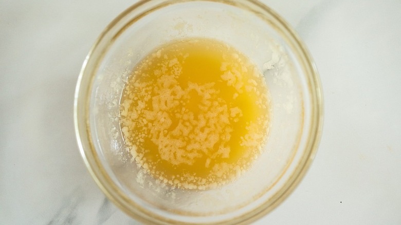 melted butter in glass bowl