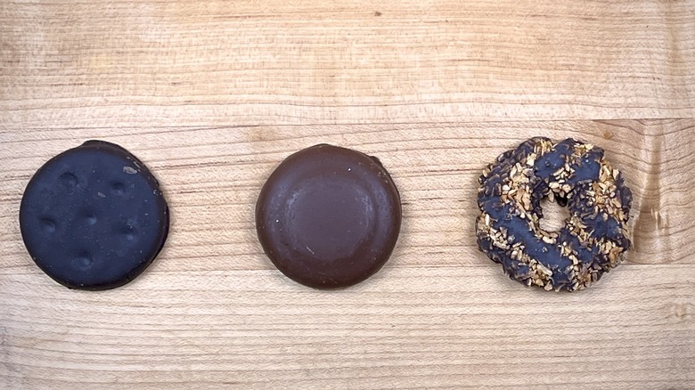 Overhead view of Girl Scout cookies