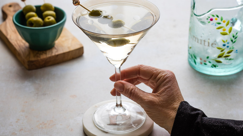 dirty martini in glass
