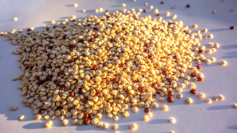 Raw quinoa pile