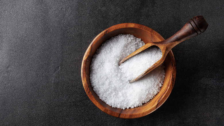 Wooden bowl of salt 