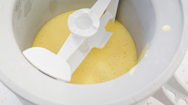 lemon gelato in ice cream machine