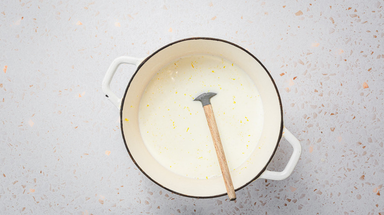 Steeped lemon zest and milk
