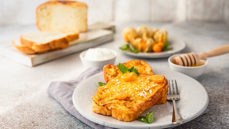 tropical french toast on plates