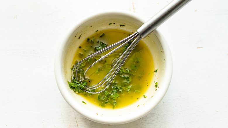 marinade in bowl with whisk