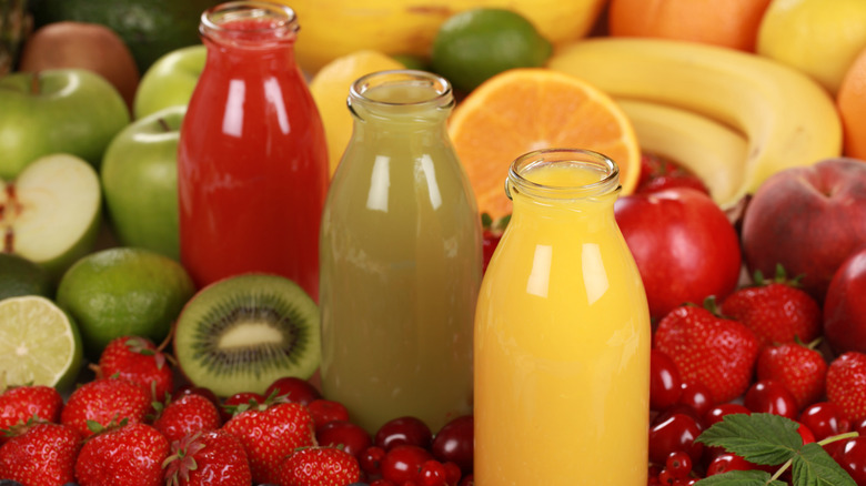 A variety of fruit juices
