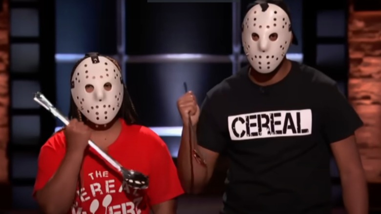 Cereal Killerz' Jessica and Chris Burns wearing masks on 