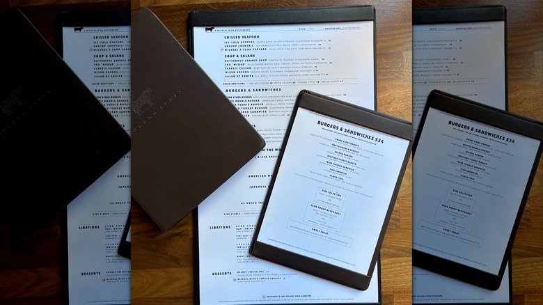Three menus made of leather