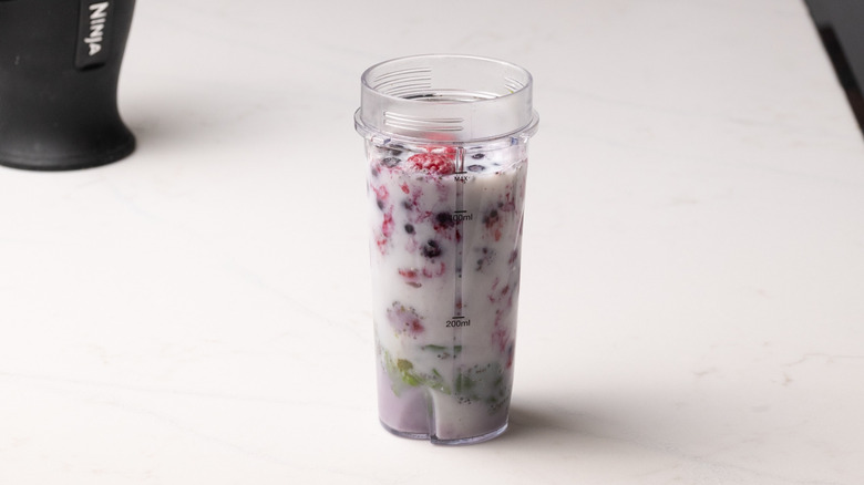 smoothie ingredients in cup
