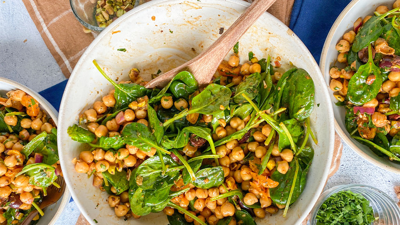 moroccan chickpea salad in bowl 