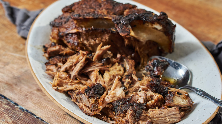 roast pork on white plate