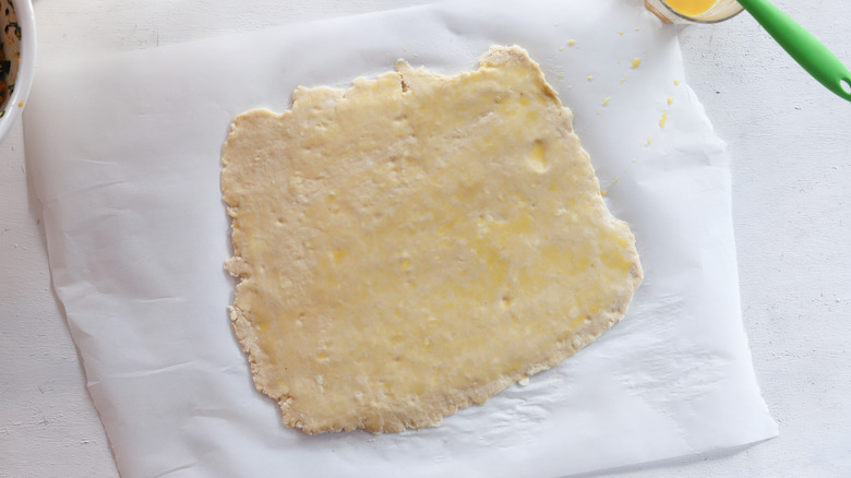 dough brushed with egg wash