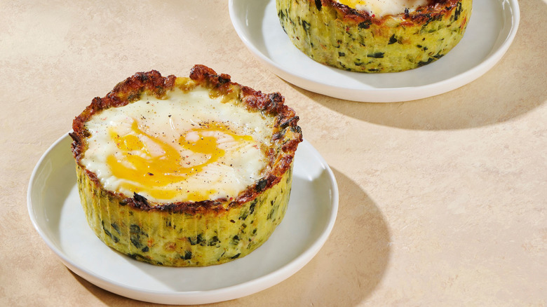 Close-up image of Starbucks Crispy Hashbrown Egg Cups