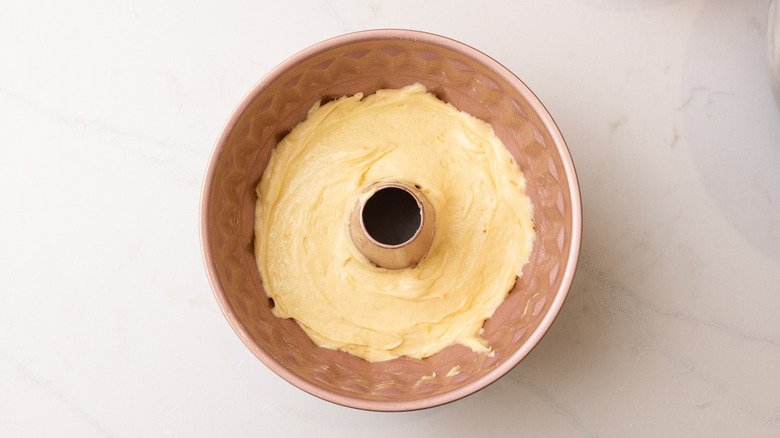 lemon batter in bundt tin