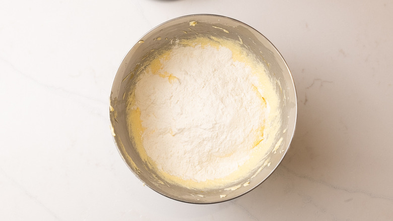 folding flour into batter