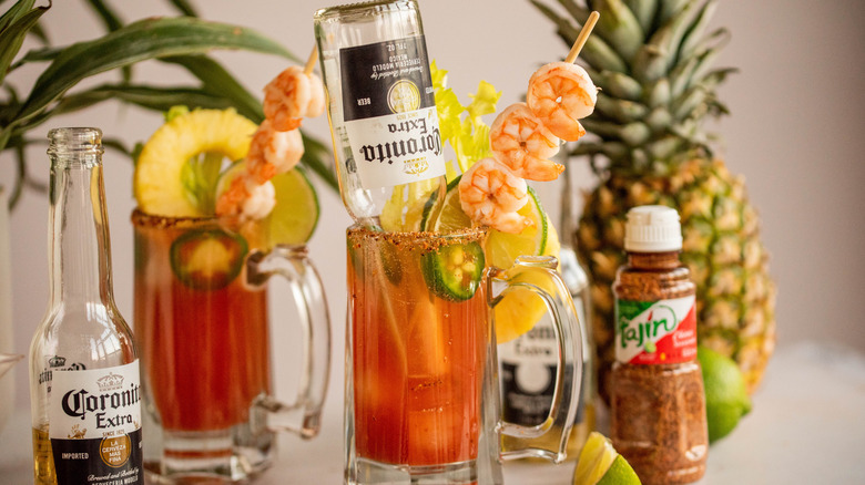 super-garnished michelada in glass 