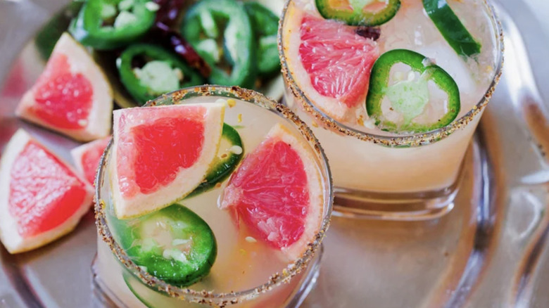 2 spicy grapefruit mezcal margaritas