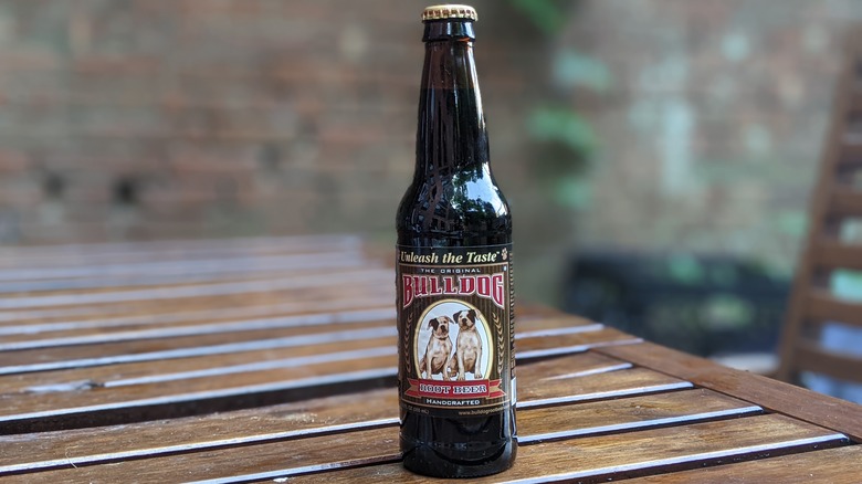 Bulldog root beer bottle