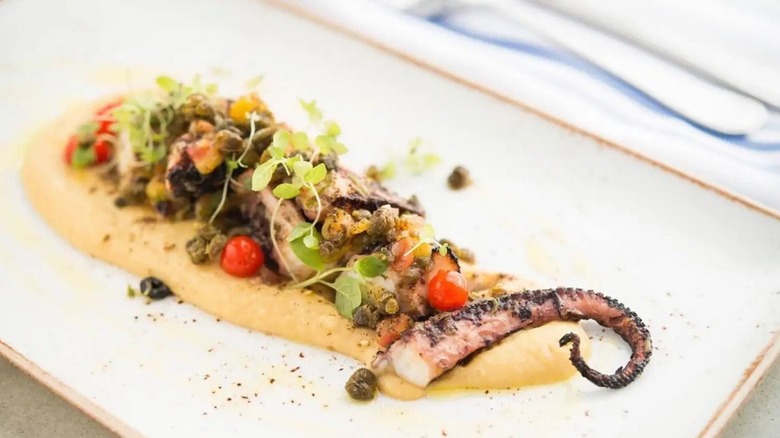 A plate of grilled octopus