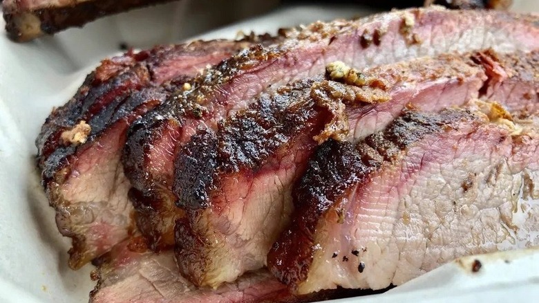 Sliced smoked brisket
