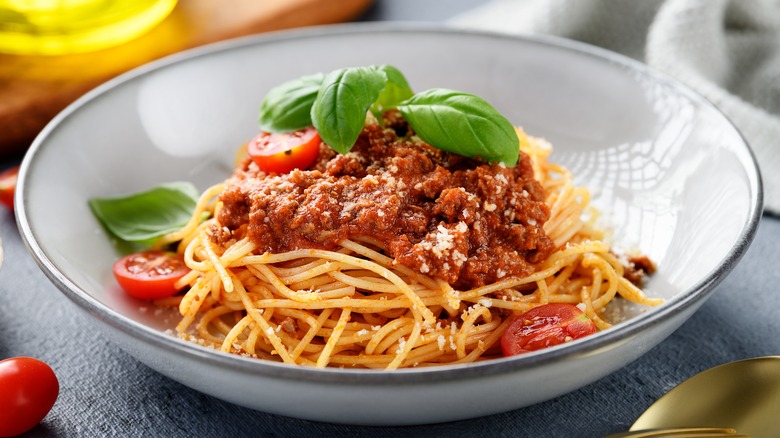 pasta dish topped with Parmesan cheese