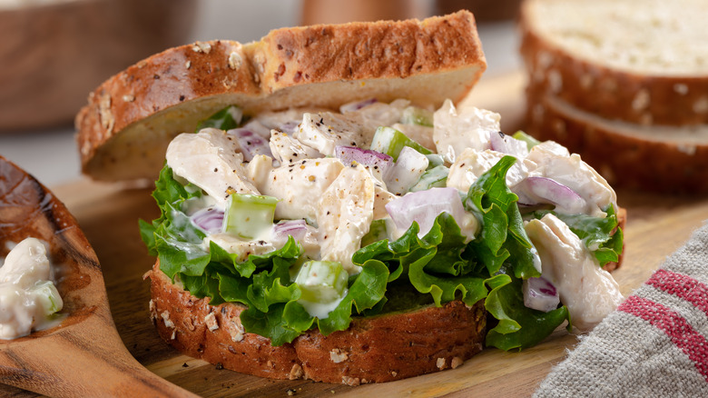 Sandwich with filling dripping out