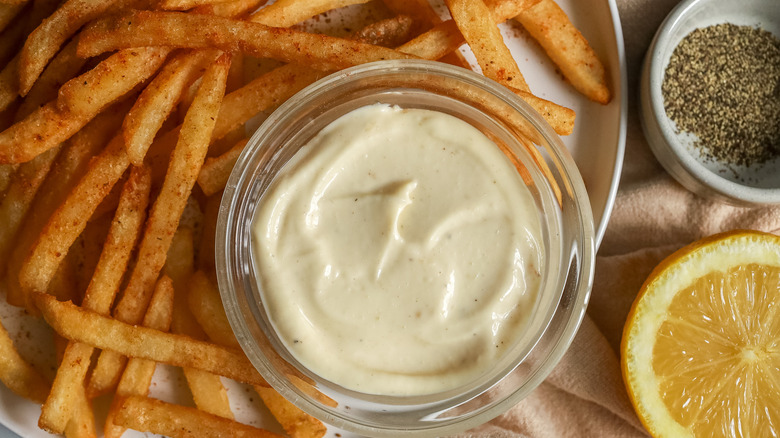 close up of truffle aioli