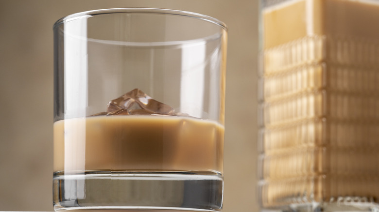 Irish cream liqueur in glass
