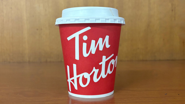 Tom Hortons hot drink cup