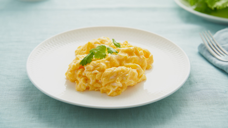 scrambled eggs on plate 